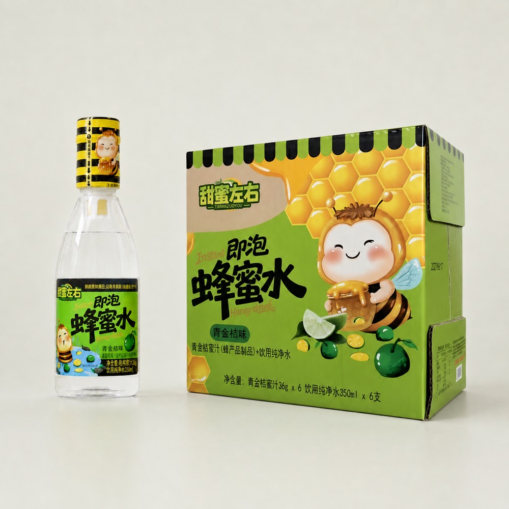甜蜜左右青金桔味即泡蜂蜜水与六瓶装组合包装
